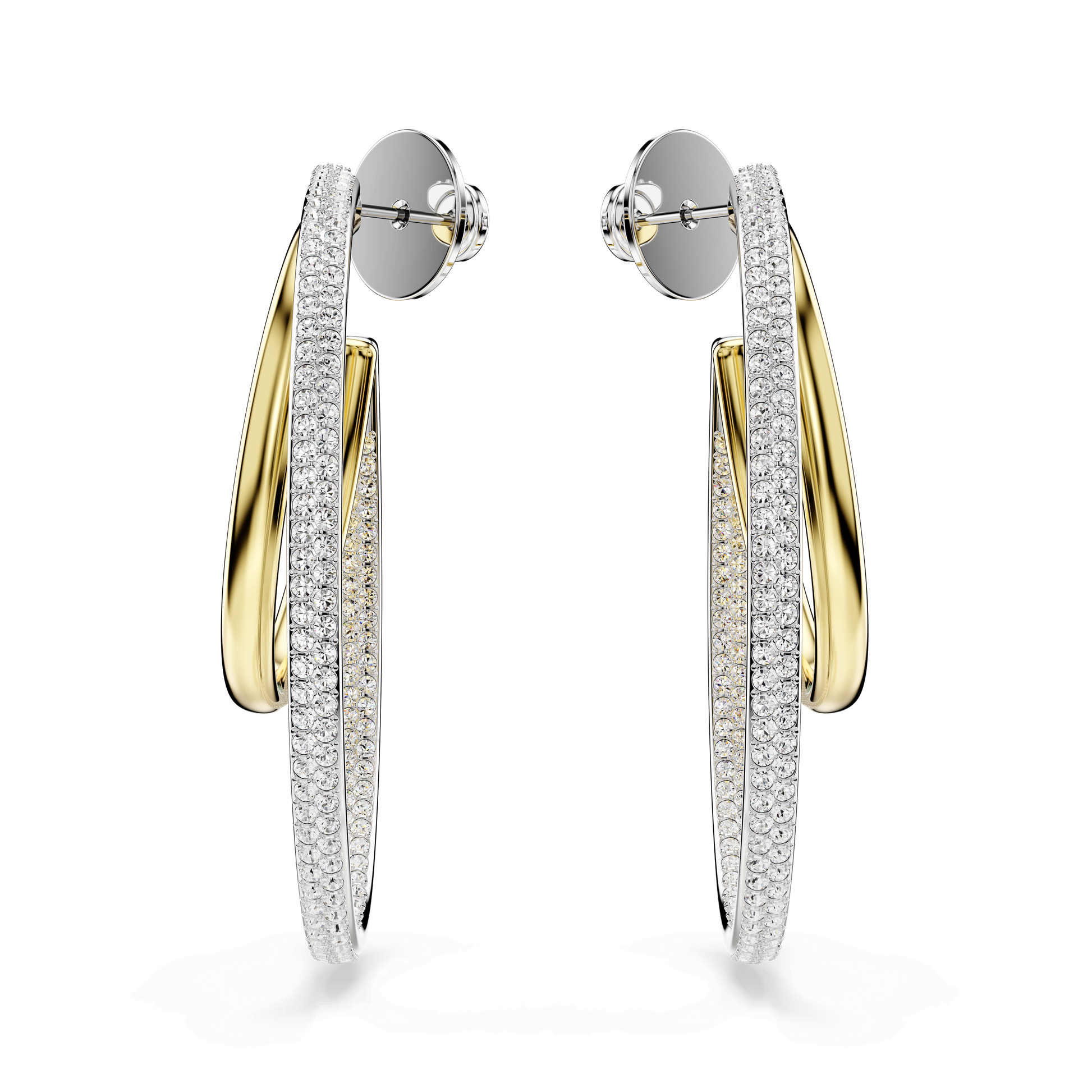 Hyperbola hoop earrings, Round cut, Medium, White, Mixed metal finish 5702400