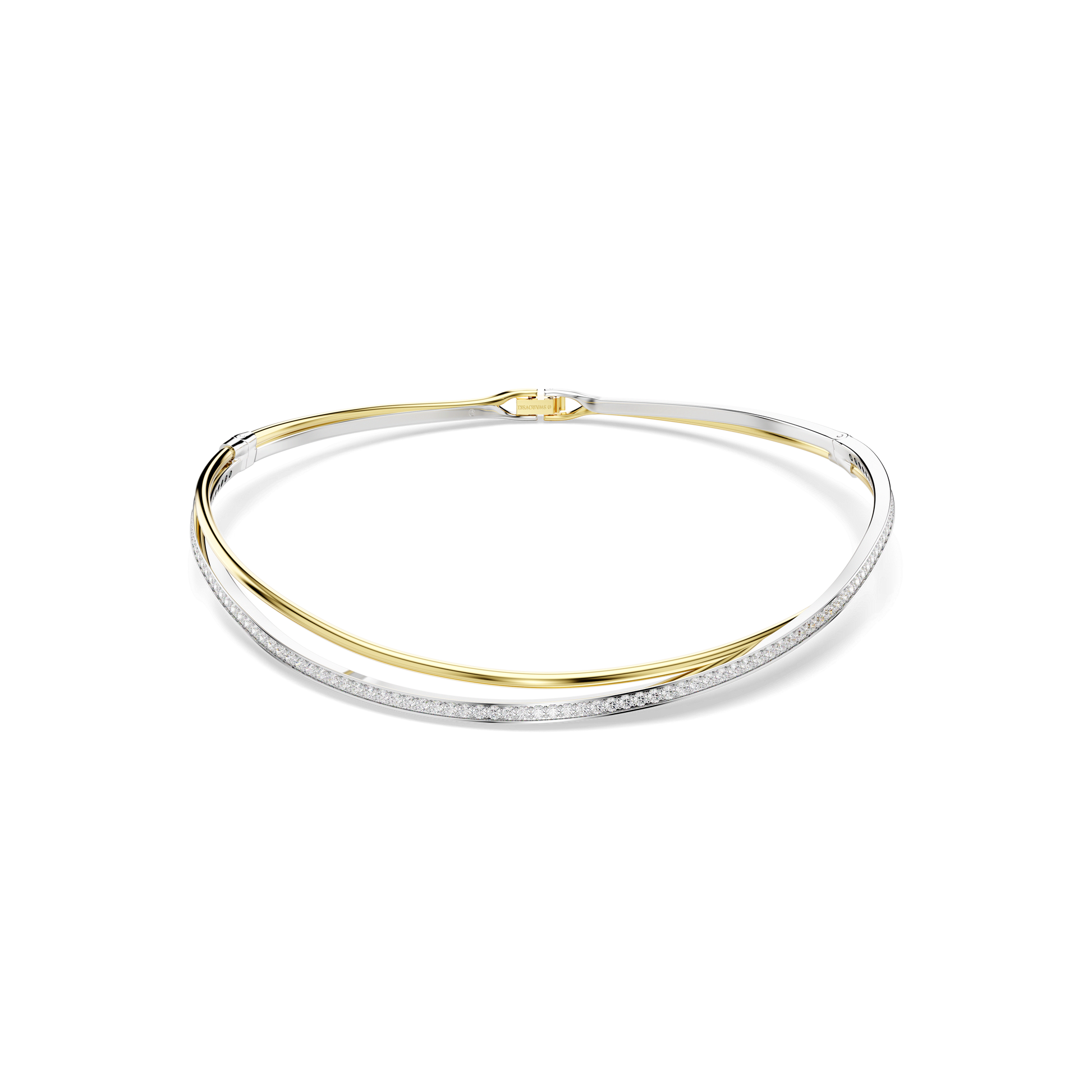 Hyperbola choker, Round cut, White, Mixed metal finish 5702408