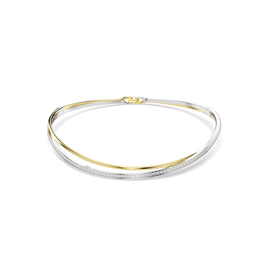 Hyperbola choker, Round cut, White, Mixed metal finish 5702408