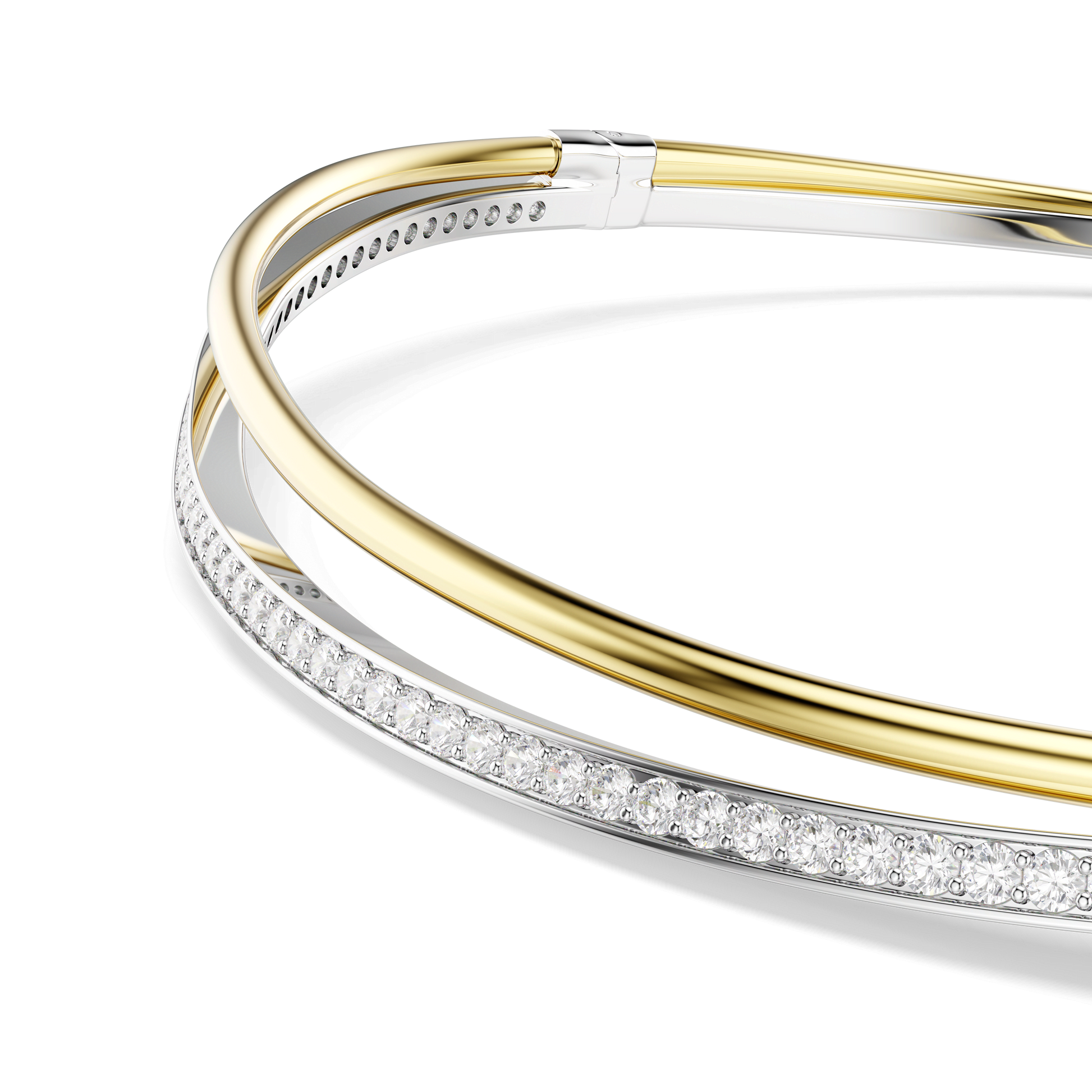 Hyperbola choker, Round cut, White, Mixed metal finish 5702408