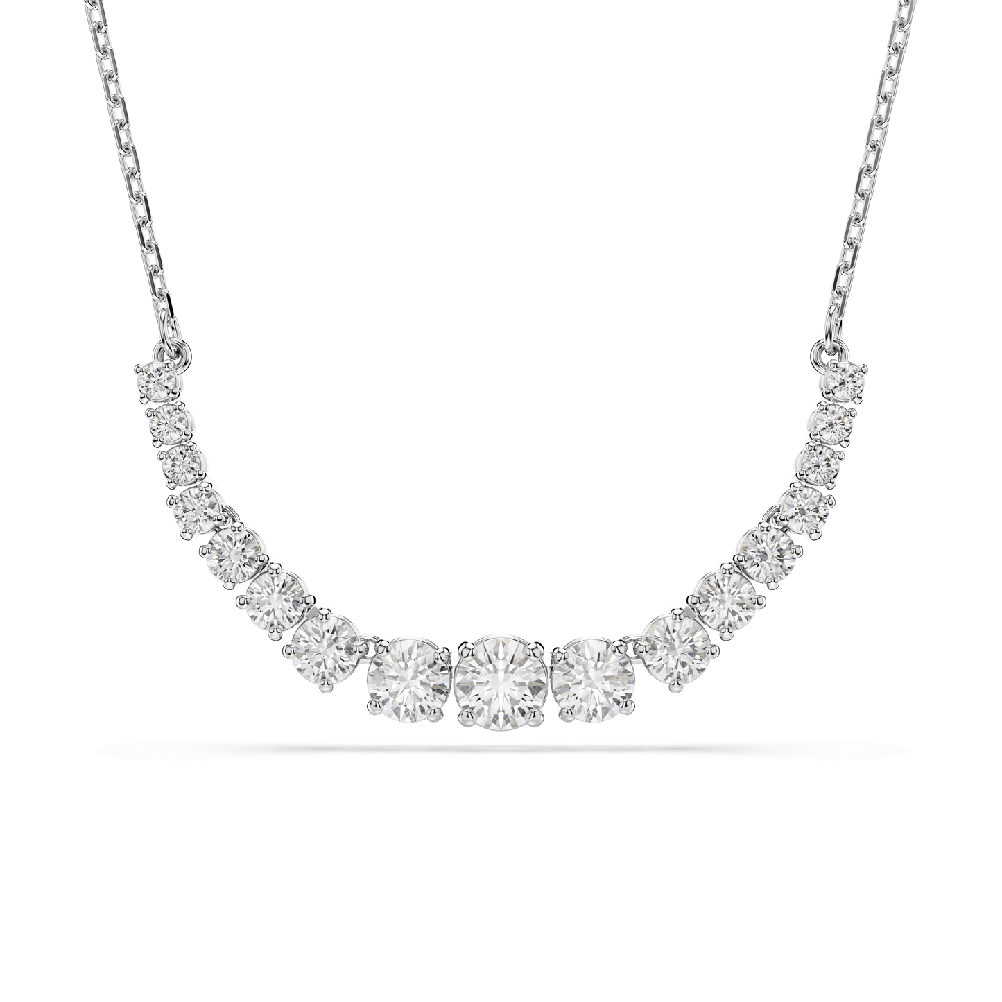 Matrix necklace, Gradient of round cuts, White, Rhodium plated 5705396