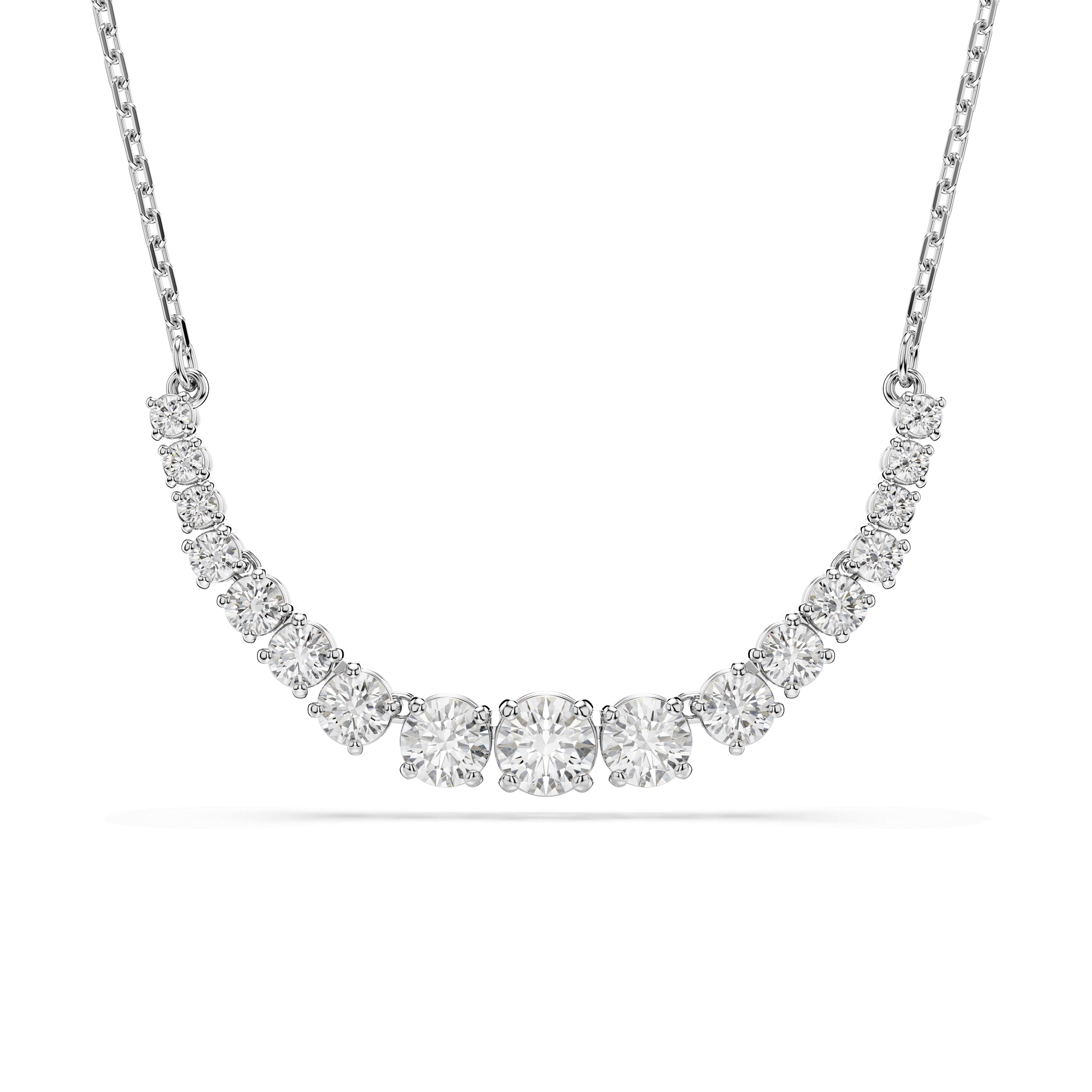 Matrix necklace, Gradient of round cuts, White, Rhodium plated 5705396