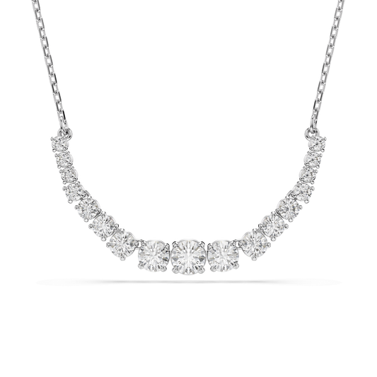 Matrix necklace, Gradient of round cuts, White, Rhodium plated 5705396