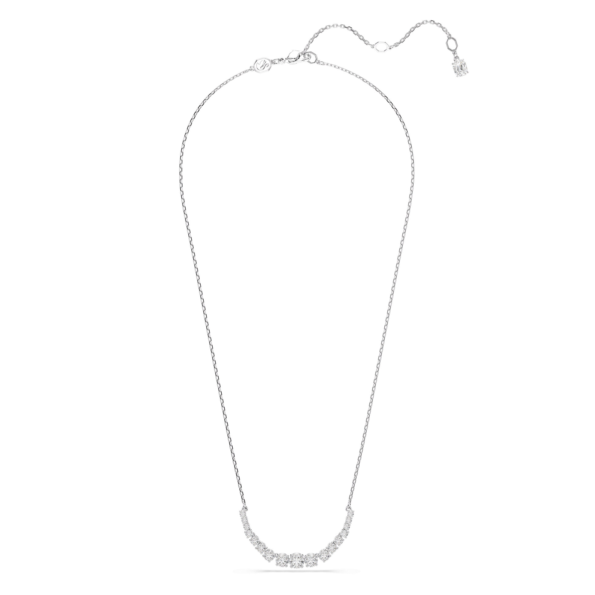 Matrix necklace, Gradient of round cuts, White, Rhodium plated 5705396