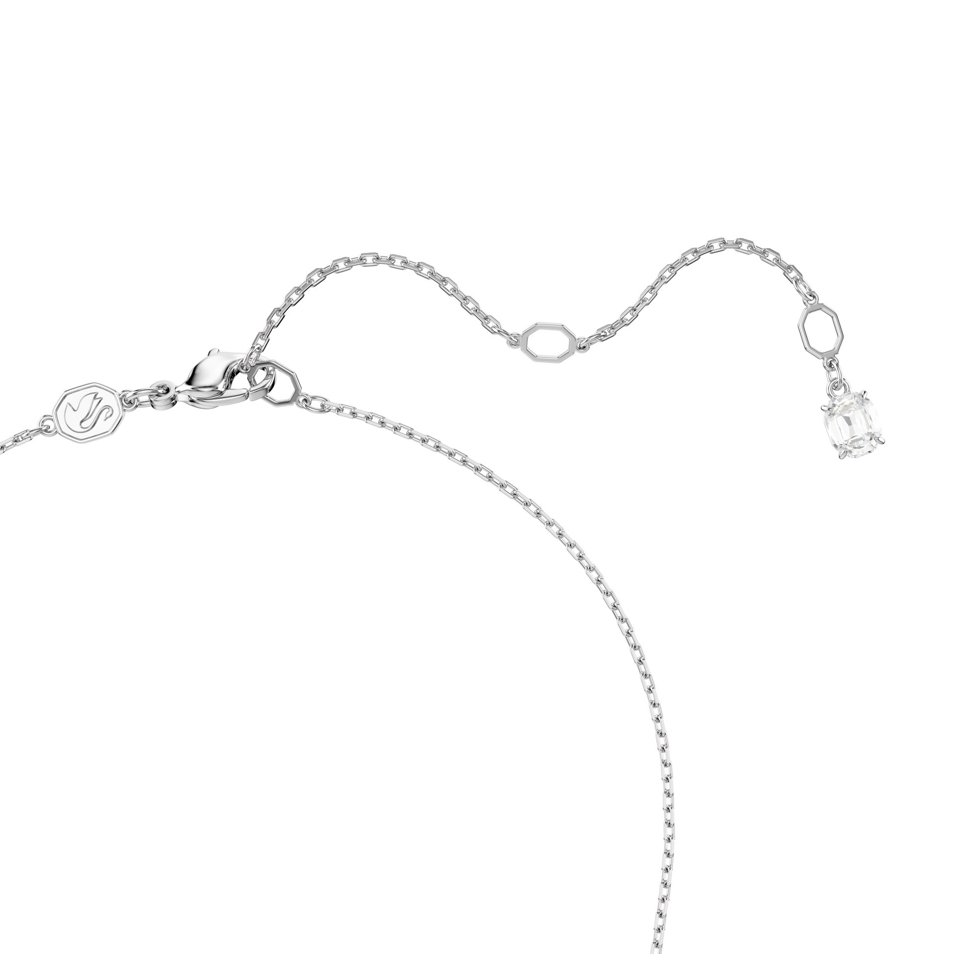Matrix necklace, Gradient of round cuts, White, Rhodium plated 5705396