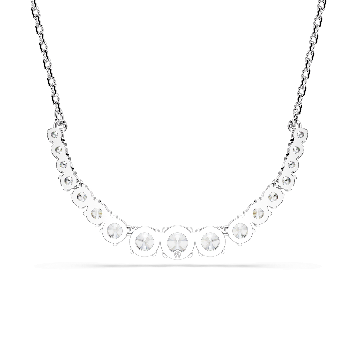 Matrix necklace, Gradient of round cuts, White, Rhodium plated 5705396