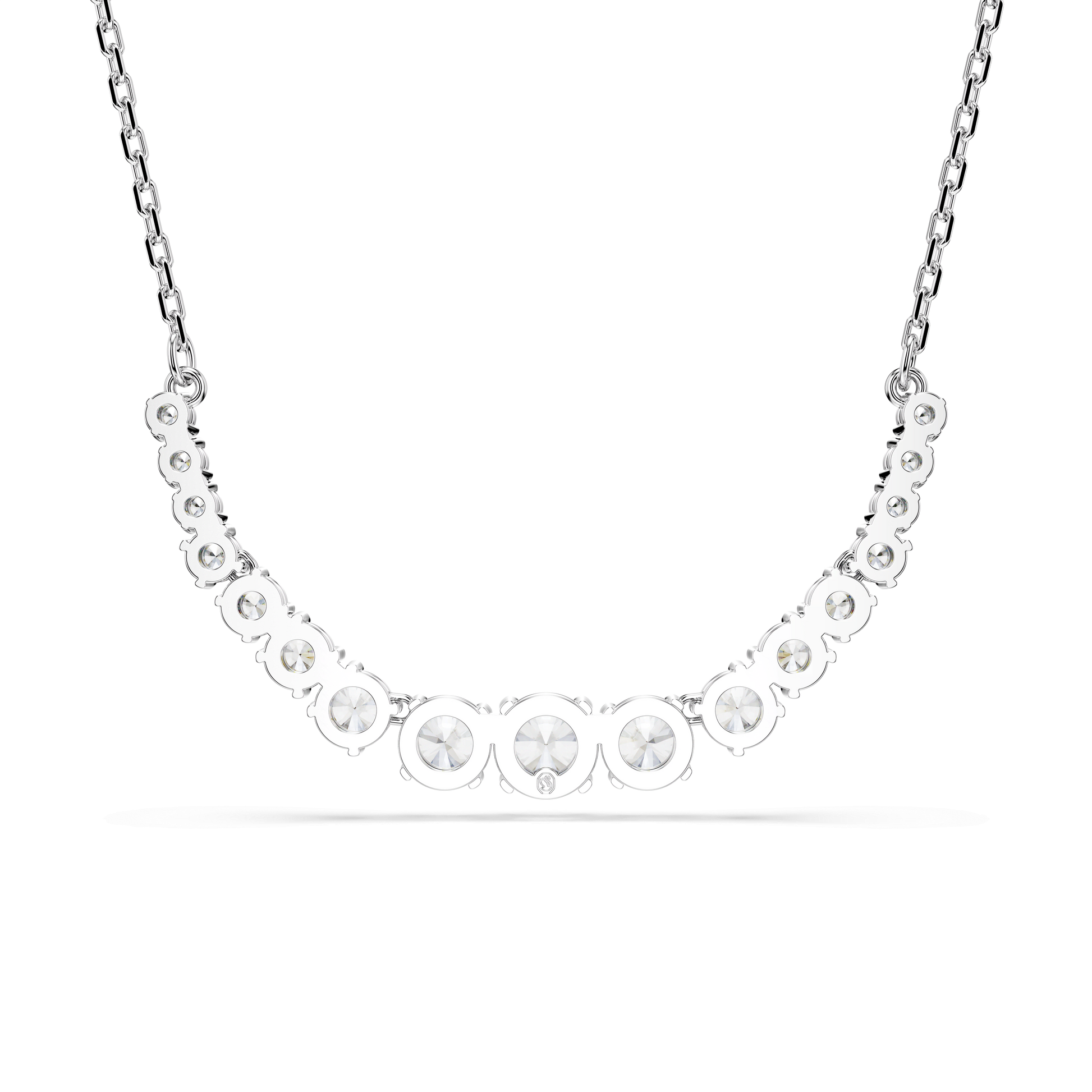 Matrix necklace, Gradient of round cuts, White, Rhodium plated 5705396