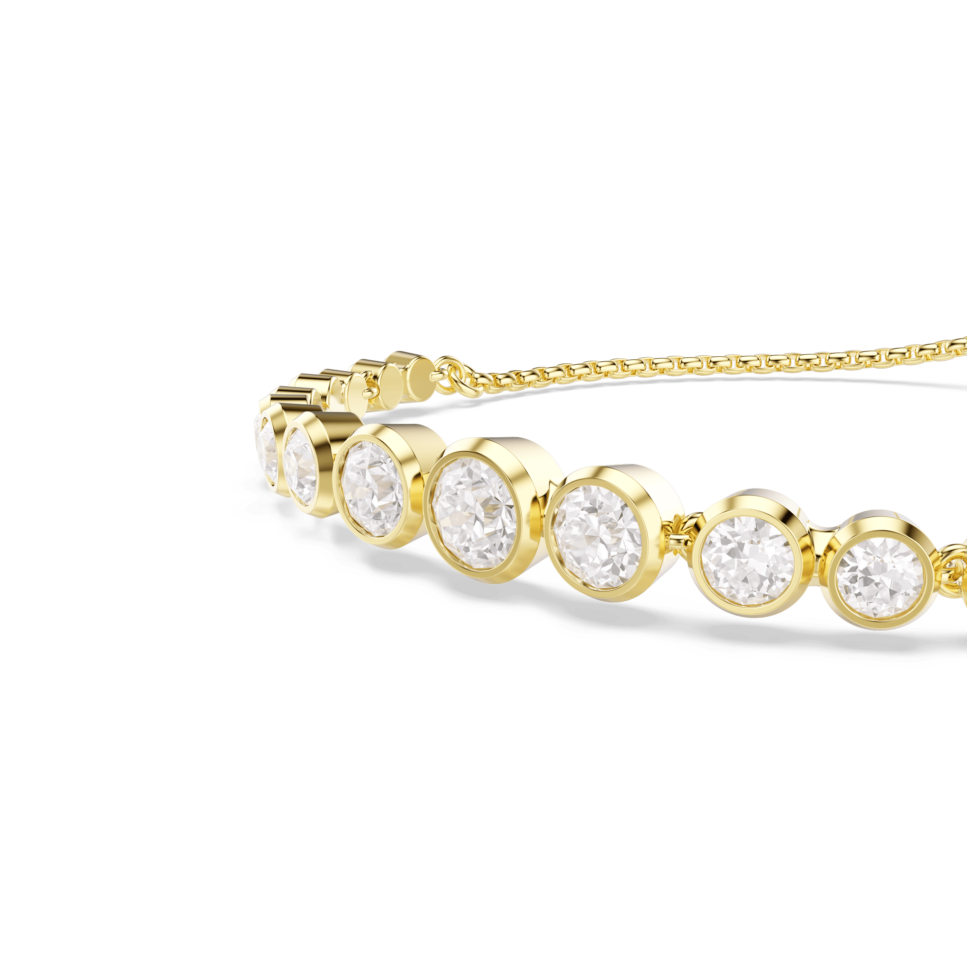 Imber bracelet, Mixed round cuts, White, Gold-tone plated 5705450