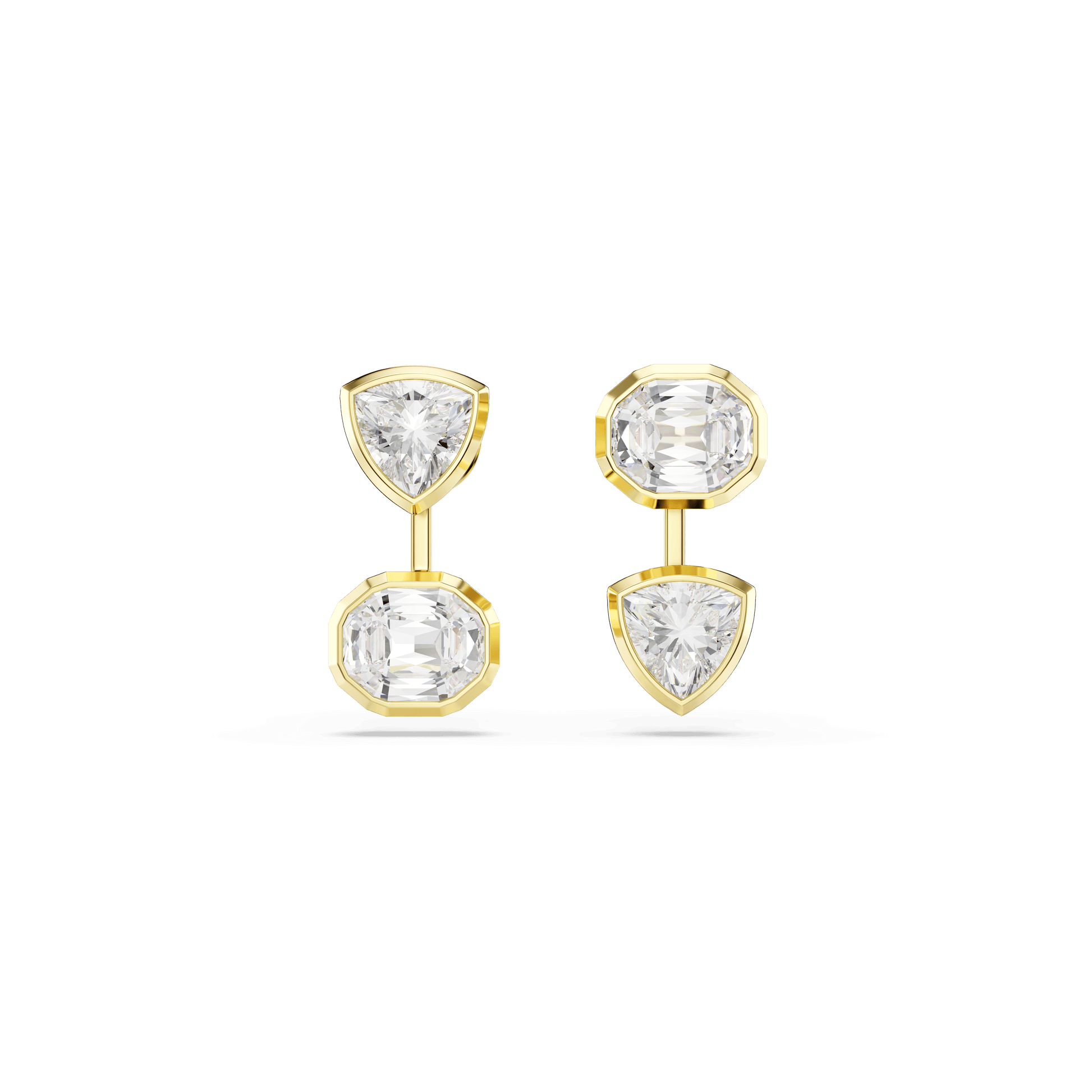 Imber earring jackets, Asymmetrical design, Mixed cuts, White, Gold-tone plated 5705461
