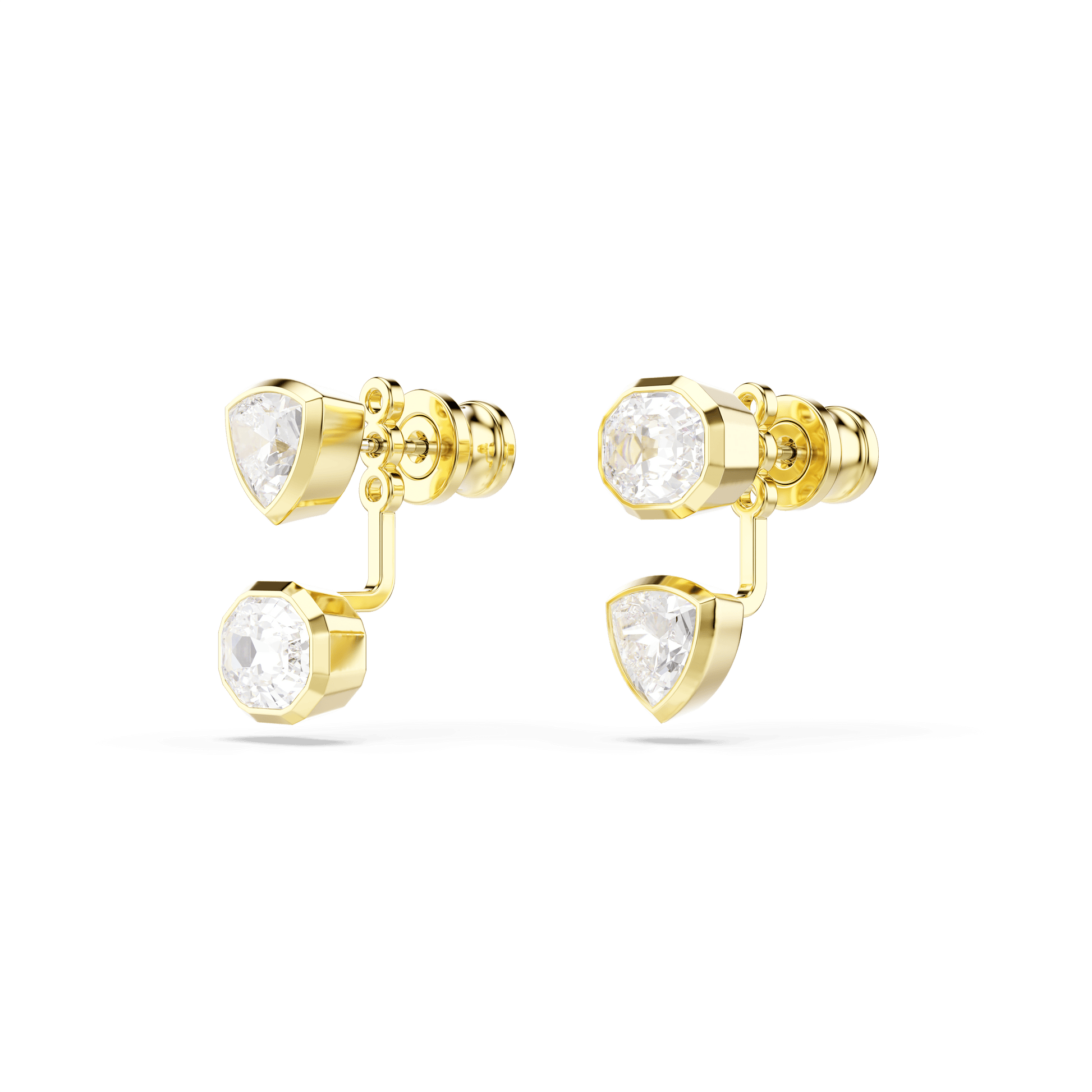 Imber earring jackets, Asymmetrical design, Mixed cuts, White, Gold-tone plated 5705461