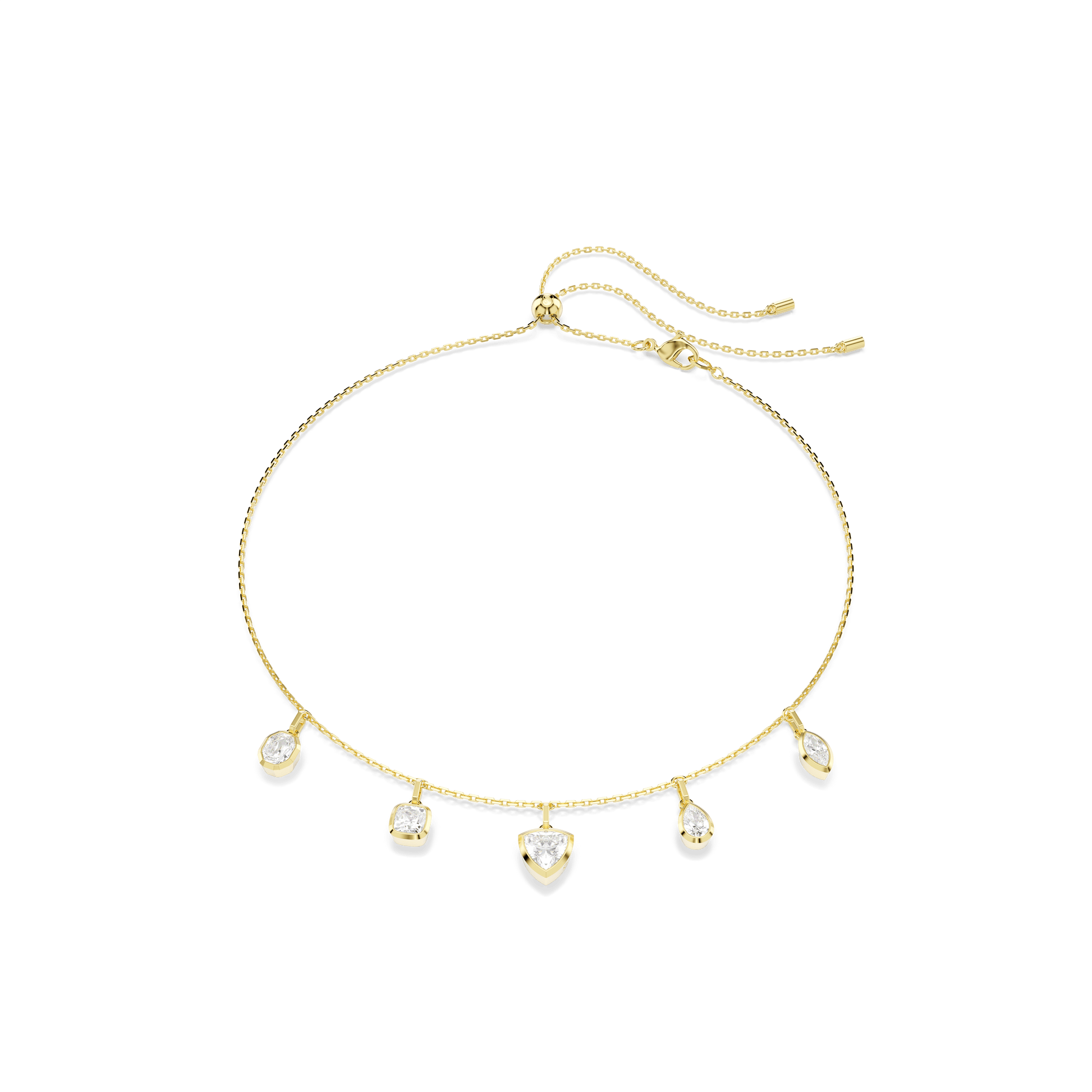 Imber necklace, Mixed cuts, White, Gold-tone plated 5705463
