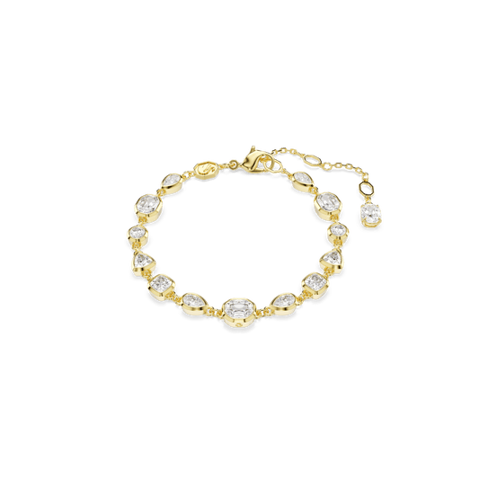 Imber bracelet, Mixed cuts, White, Gold-tone plated 5705471