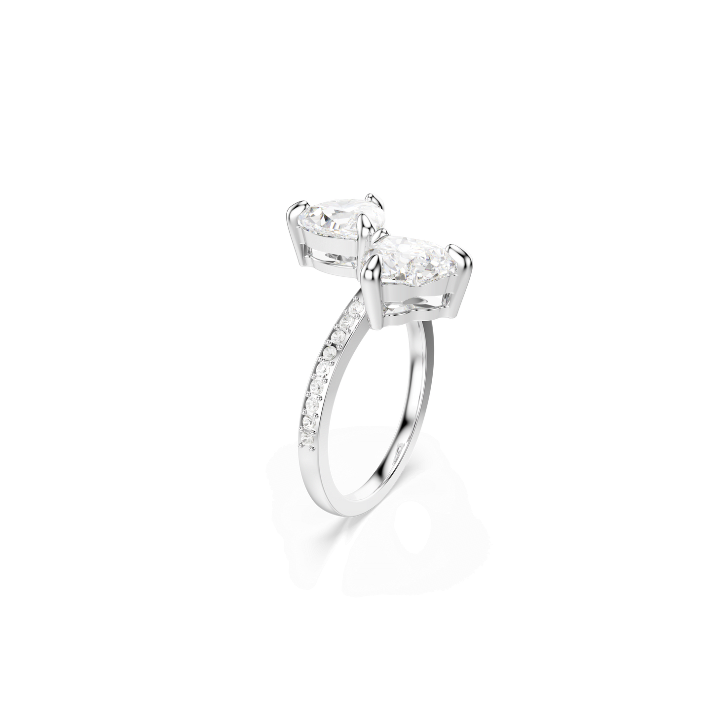 Mesmera open ring, Heart cut, Pavé, White, Rhodium plated 5705591