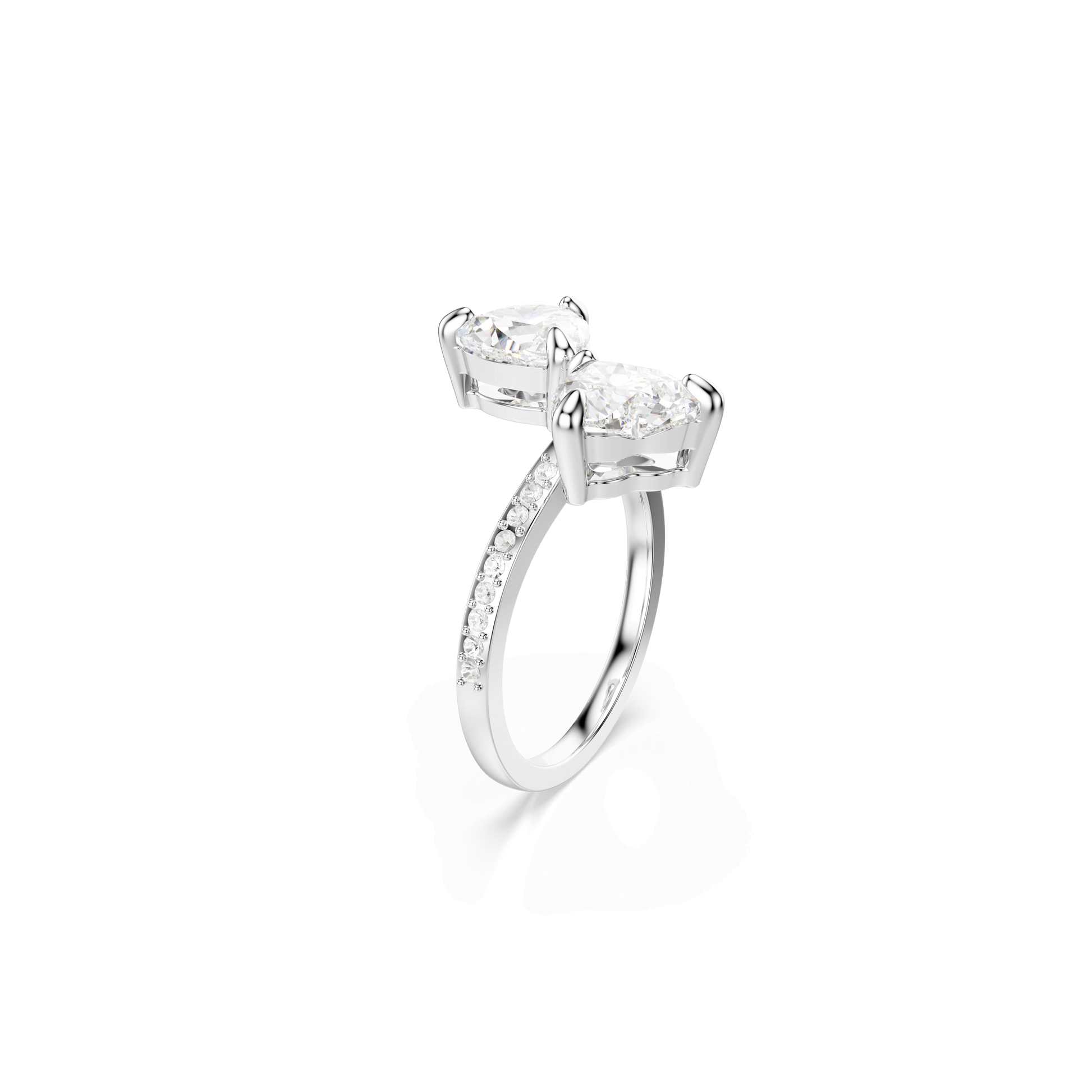 Mesmera open ring, Heart cut, Pavé, White, Rhodium plated 5705591