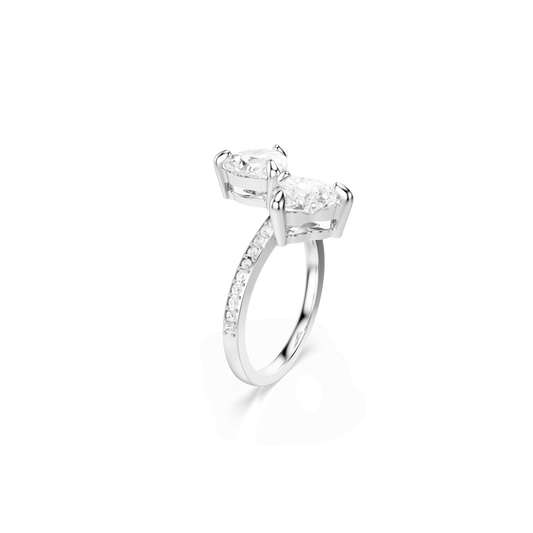 Mesmera open ring, Heart cut, Pavé, White, Rhodium plated 5705592