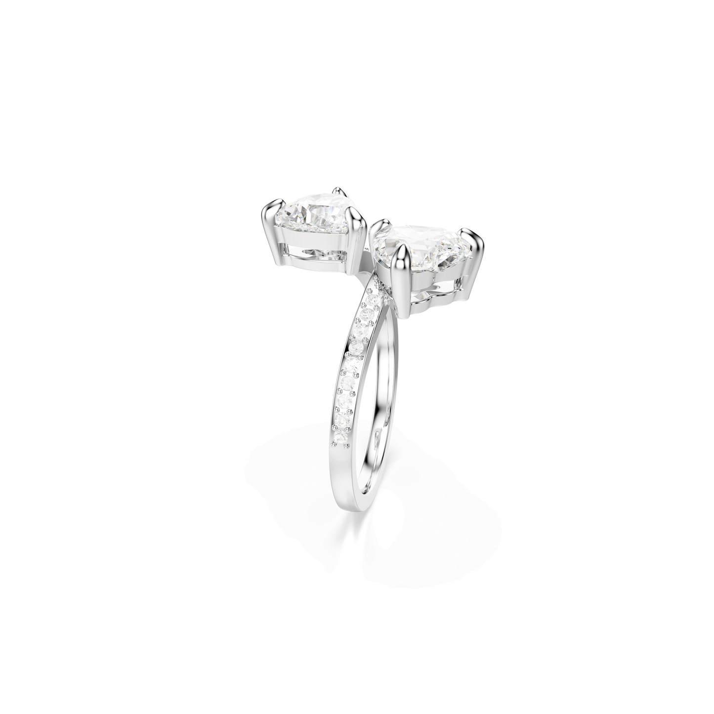 Mesmera open ring, Heart cut, Pavé, White, Rhodium plated 5705591