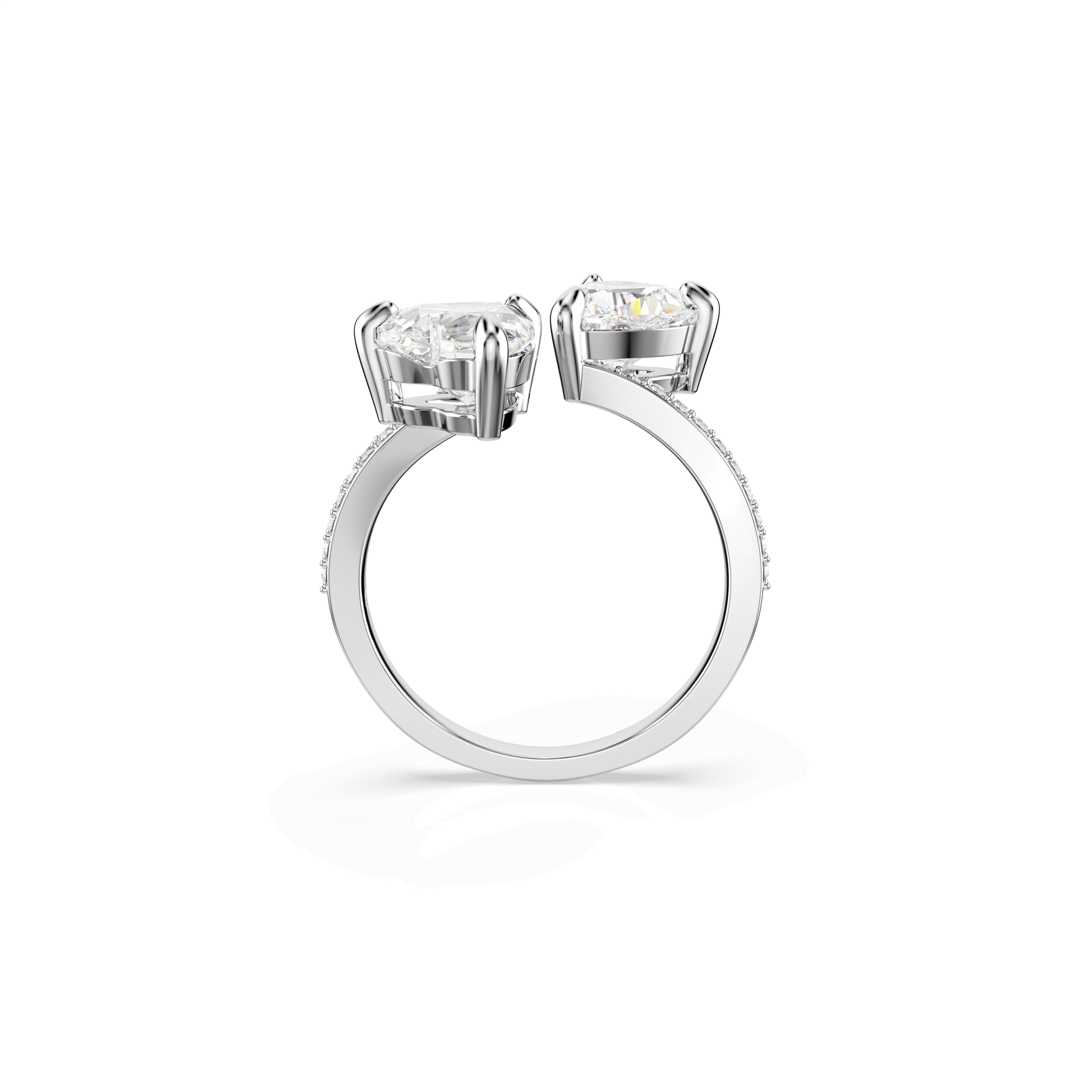 Mesmera open ring, Heart cut, Pavé, White, Rhodium plated 5705591