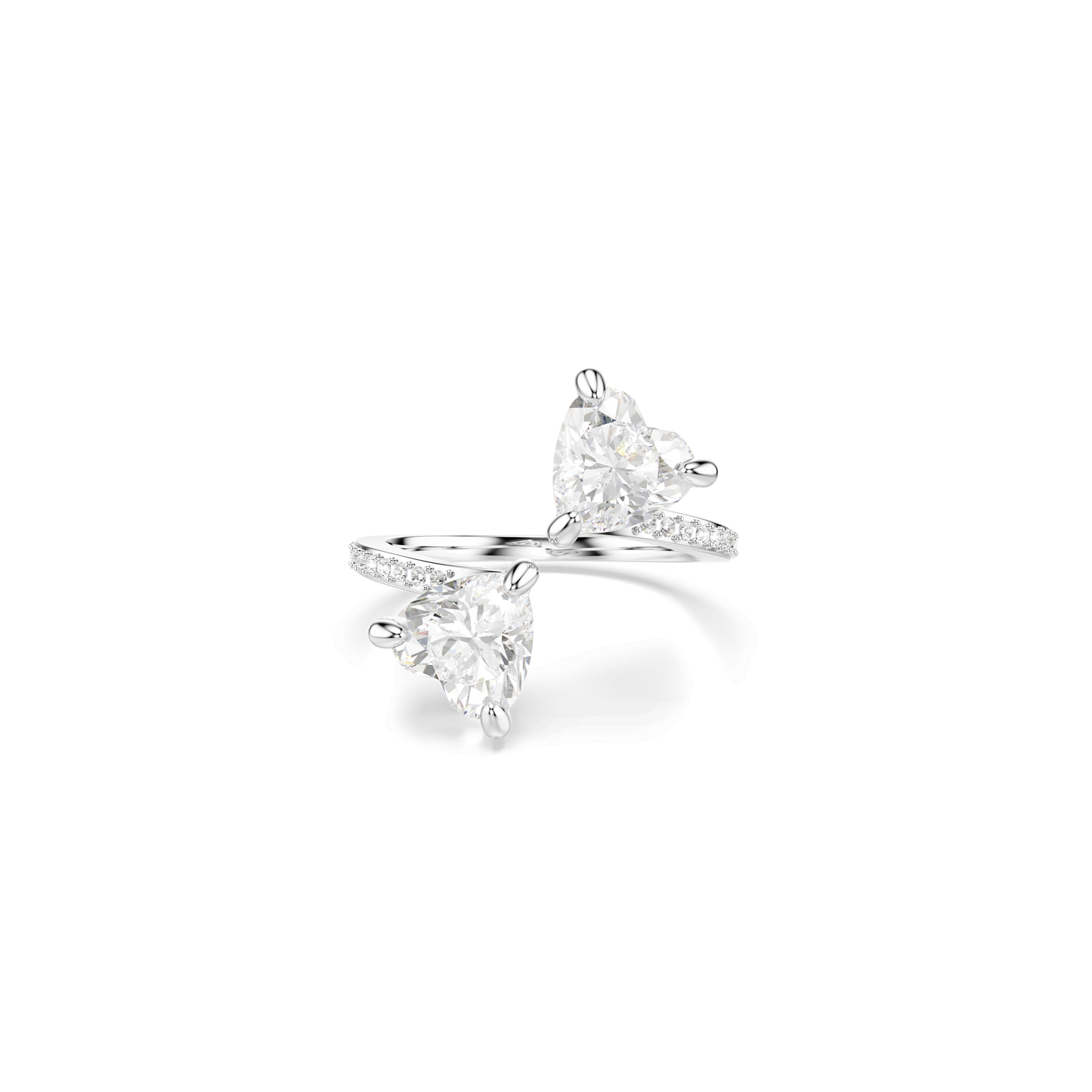 Mesmera open ring, Heart cut, Pavé, White, Rhodium plated 5705594