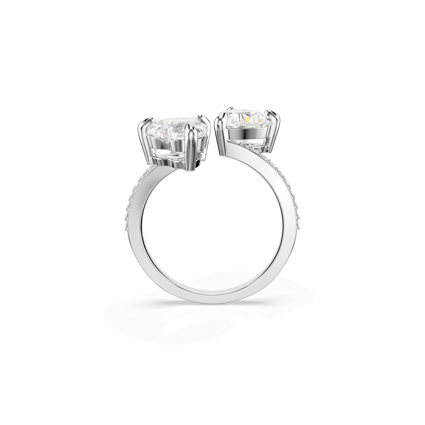 Mesmera open ring, Heart cut, Pavé, White, Rhodium plated 5705594
