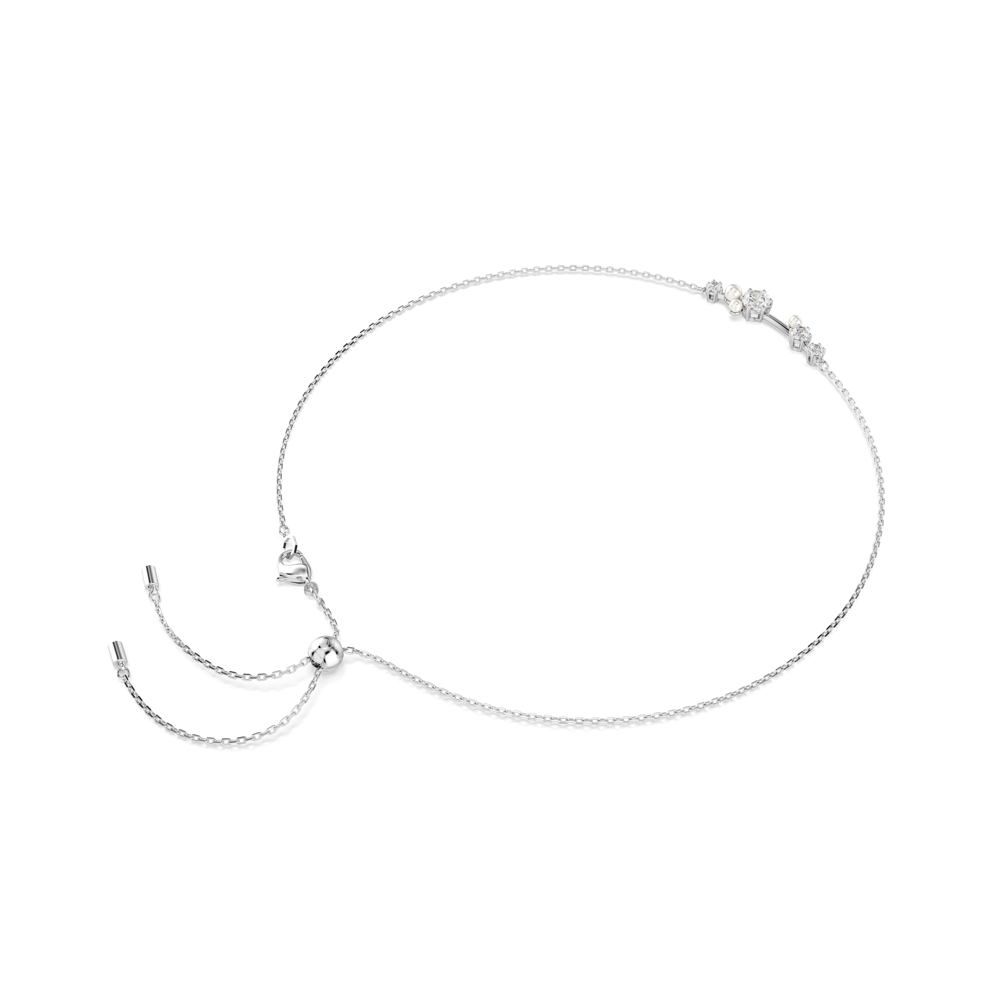 Constella necklace, Crystal pearl, Round cuts, White, Rhodium plated 5705626