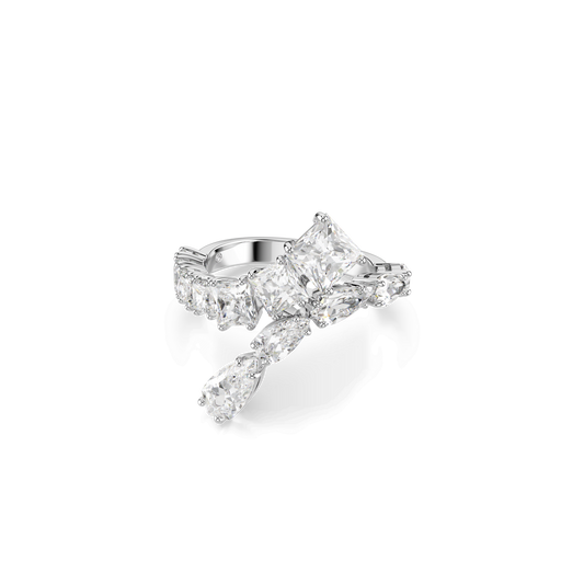 Matrix ring, Mixed cuts, White, Rhodium plated 5705761