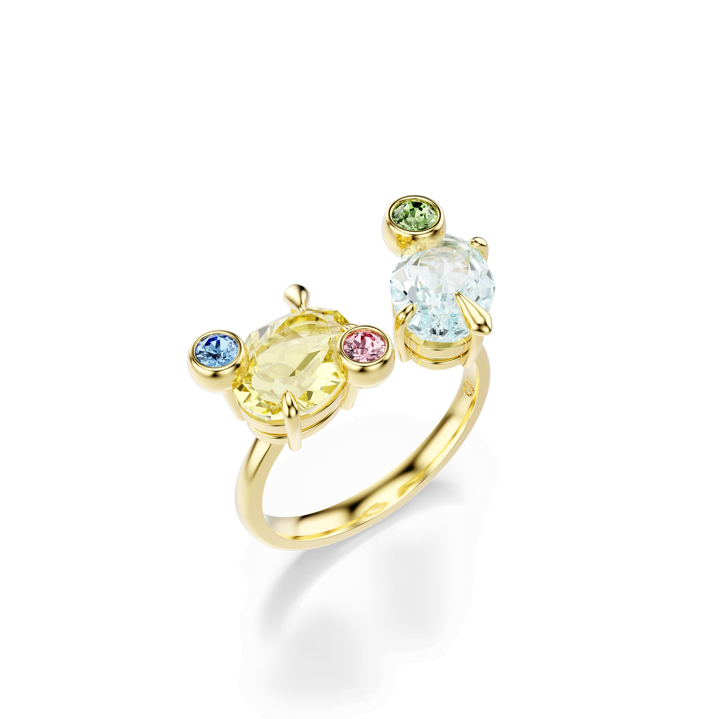 Gema ring, Set (3), Mixed cuts, Multicolored, Gold-tone plated 5705812