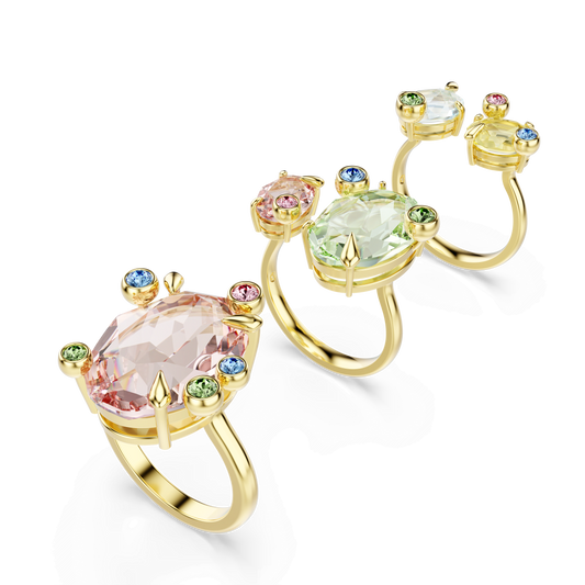 Gema ring, Set (3), Mixed cuts, Multicolored, Gold-tone plated 5705813