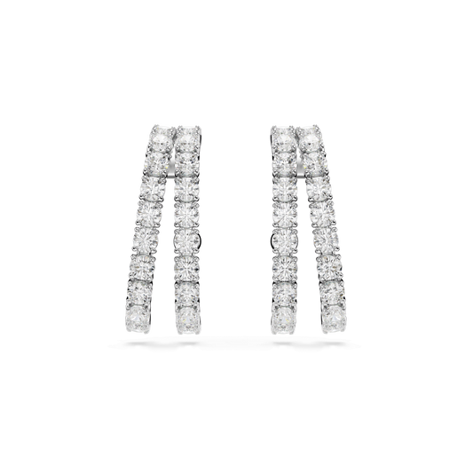 Matrix ear cuffs, Round cut, White, Rhodium plated 5705835