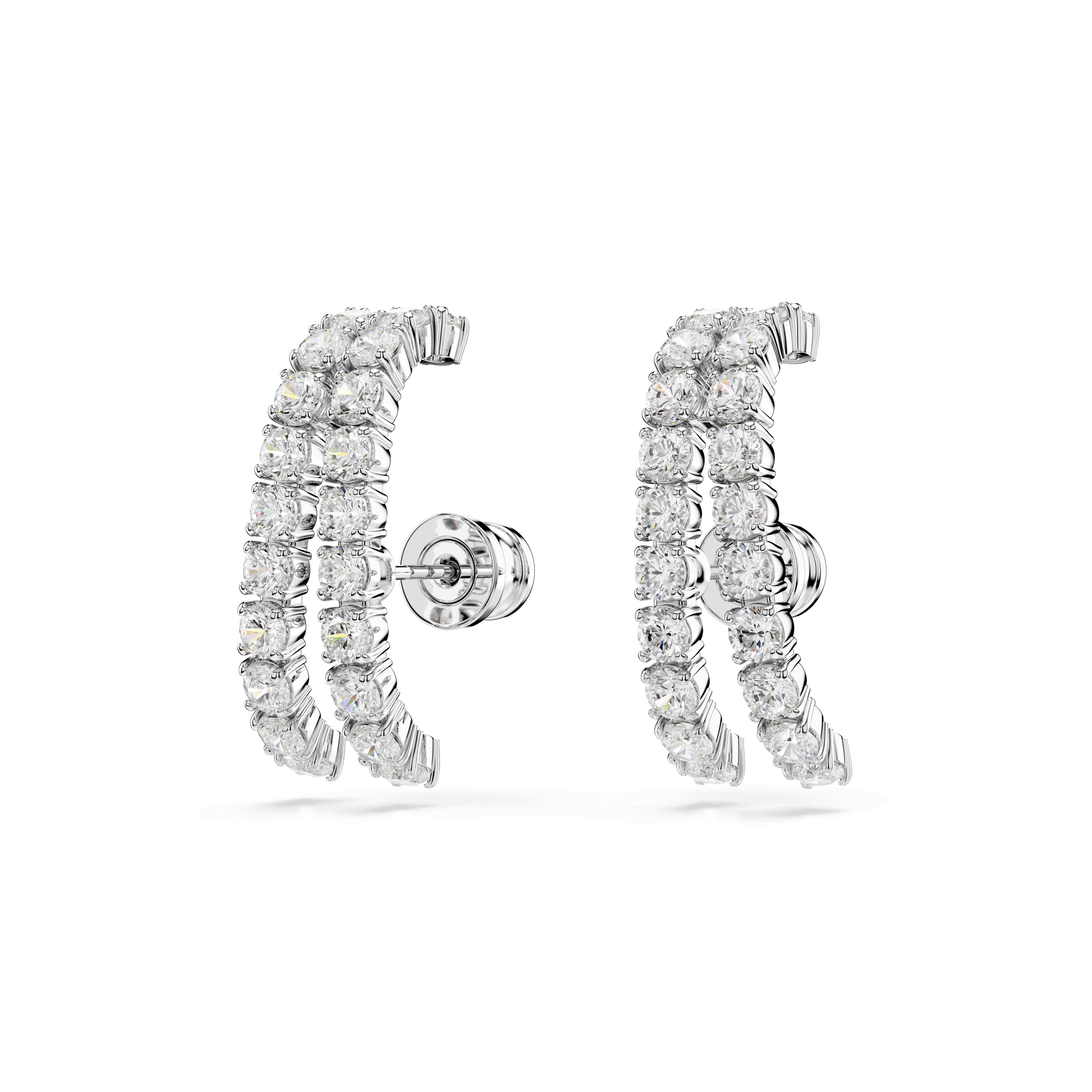 Matrix ear cuffs, Round cut, White, Rhodium plated 5705835