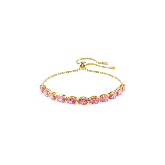 Matrix bracelet, Pear cut, Pink, Gold-tone plated 5707187