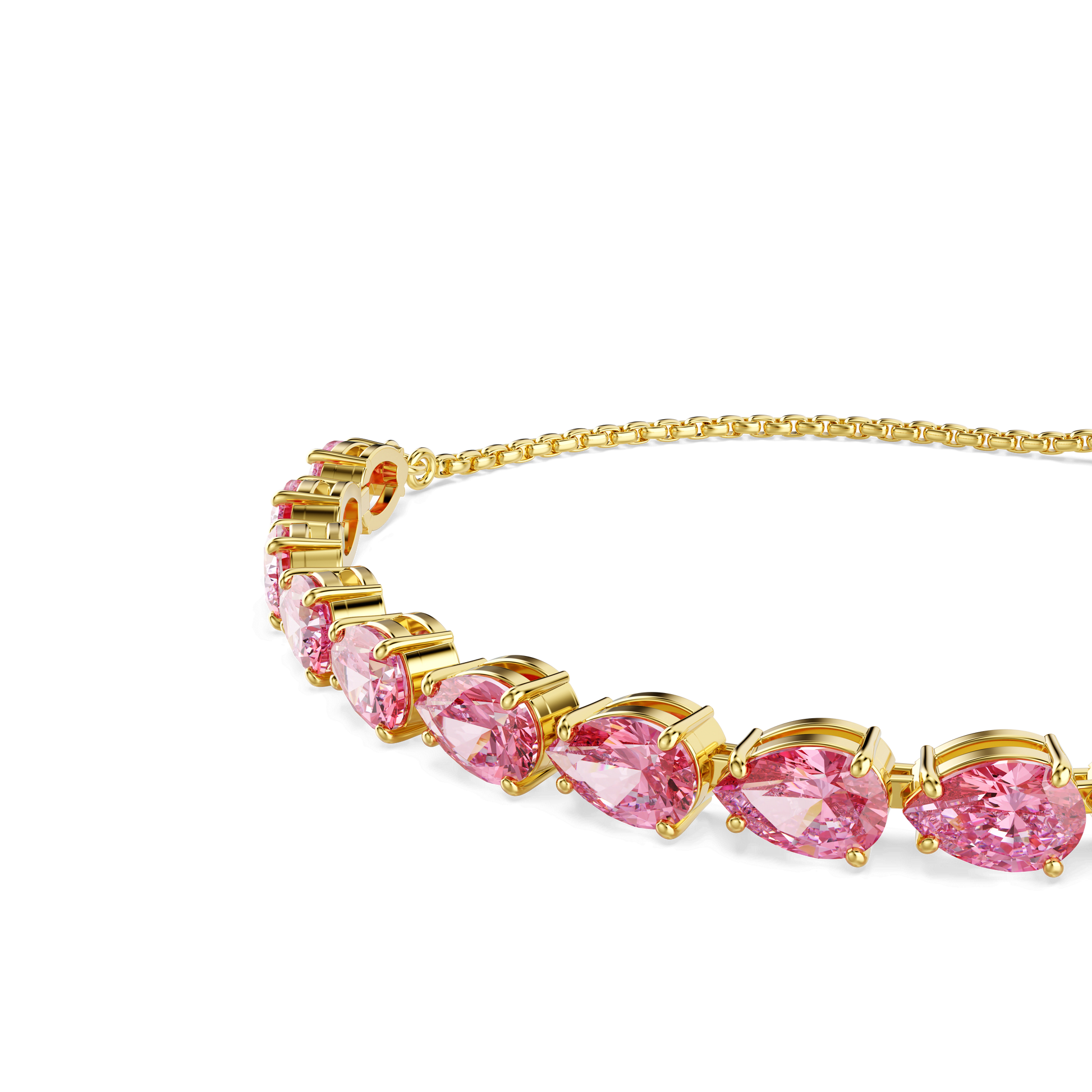 Matrix bracelet, Pear cut, Pink, Gold-tone plated 5707187
