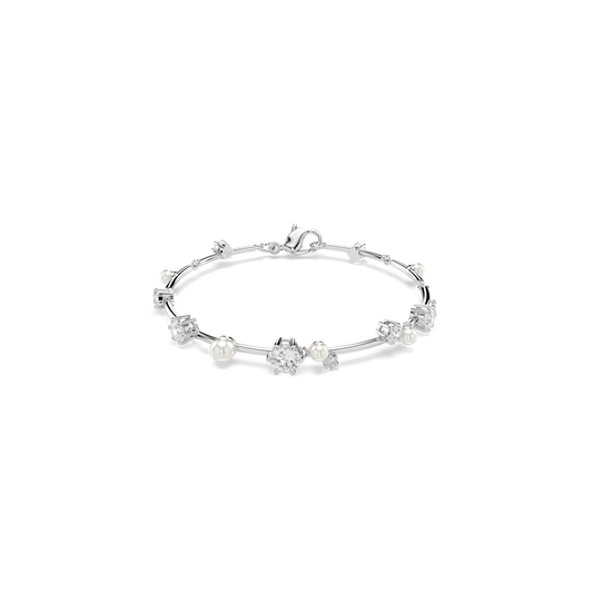 Constella bracelet, Crystal pearl, Round cuts, White, Rhodium plated 5707511