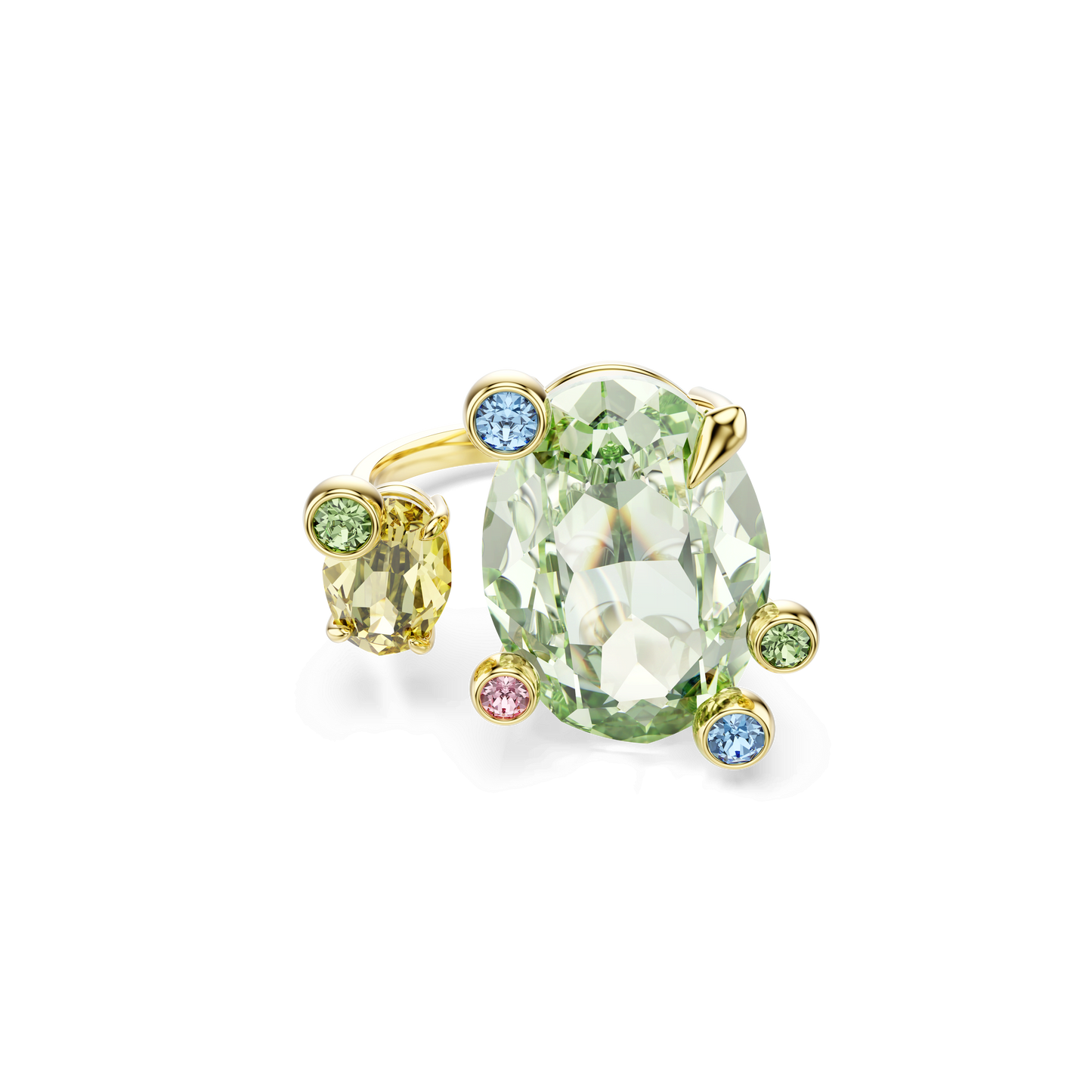 Gema open ring, Mixed cuts, Multicolored, Gold-tone plated 5708028