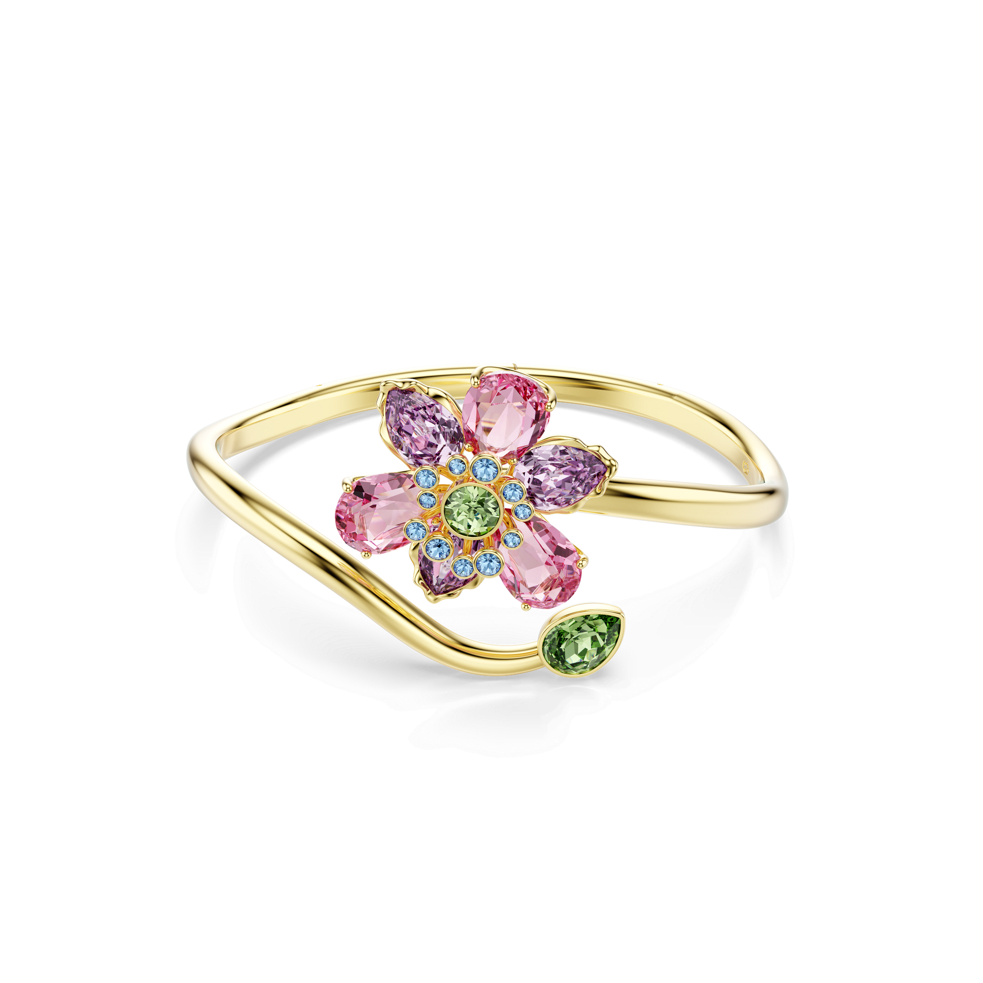Idyllia bangle, Mixed cuts, Flower, Multicolored, Gold-tone plated 5709028