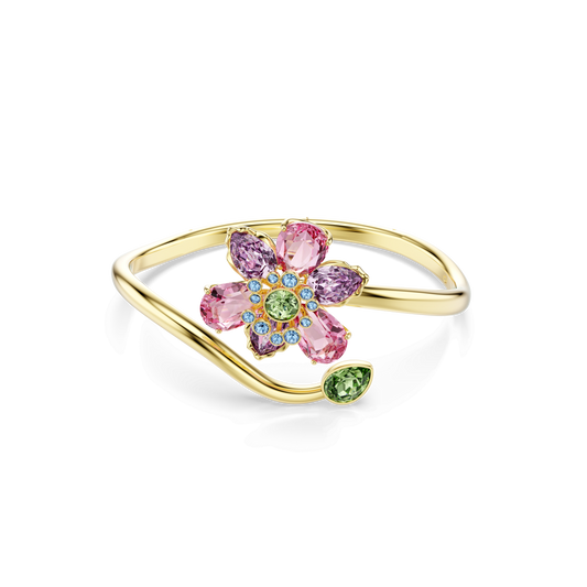 Idyllia bangle, Mixed cuts, Flower, Multicolored, Gold-tone plated 5709028