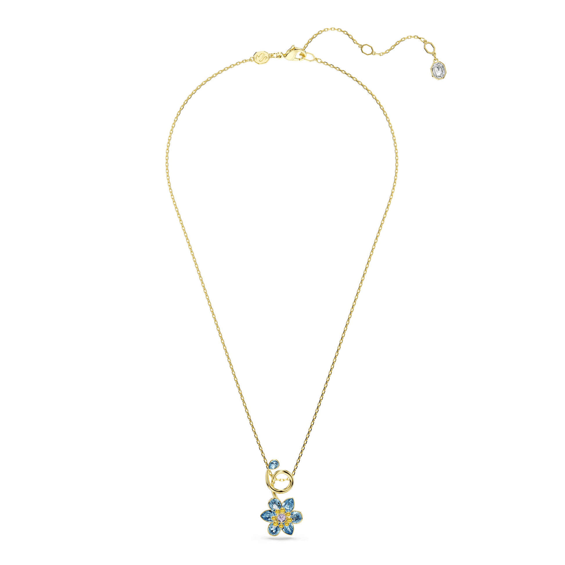 Idyllia pendant, Mixed cuts, Flower, Blue, Gold-tone plated 5709029