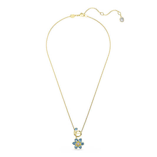 Idyllia pendant, Mixed cuts, Flower, Blue, Gold-tone plated 5709029