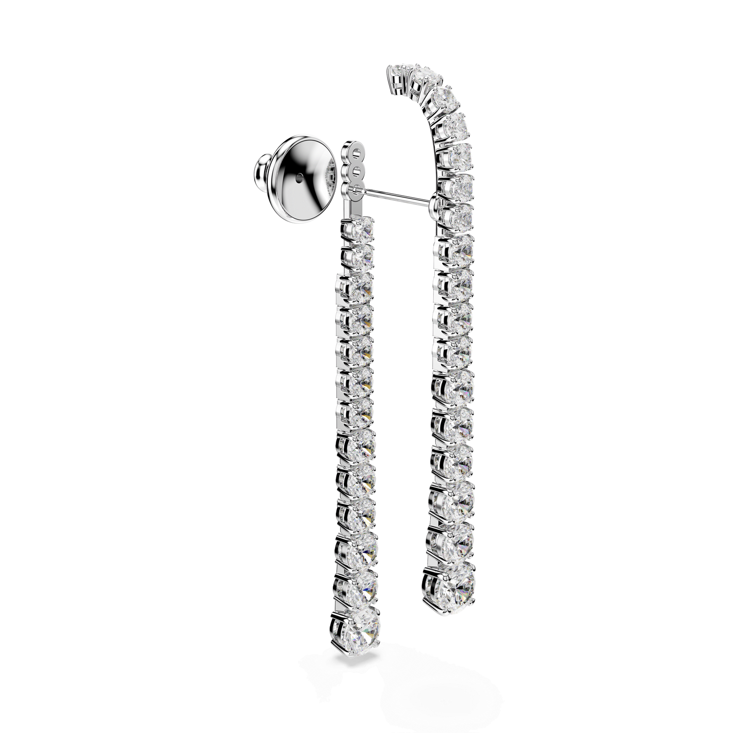 Matrix drop earrings, Gradient of round cuts, White, Rhodium plated 5709257