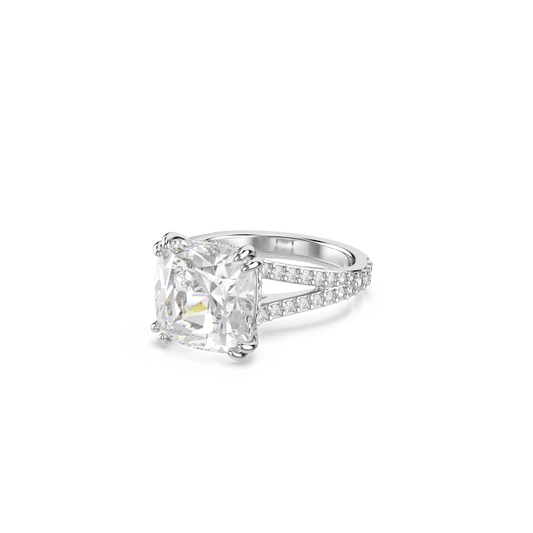Stilla cocktail ring, Square cut, Pavé, White, Rhodium plated 5709904