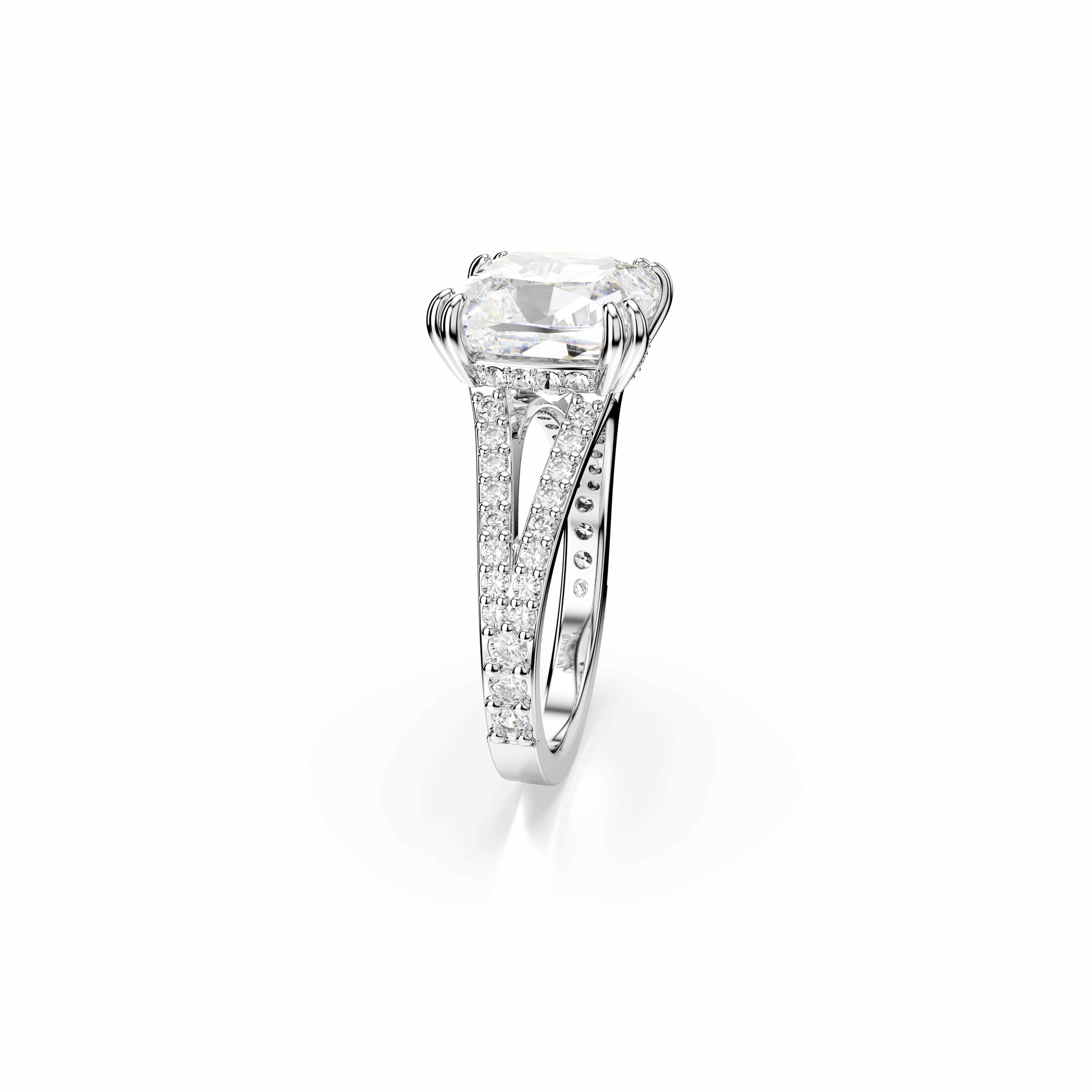 Stilla cocktail ring, Square cut, Pavé, White, Rhodium plated 5709904