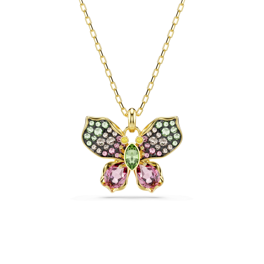 Idyllia pendant, Mixed cuts, Pavé, Butterfly, Multicolored, Gold-tone plated 5709950