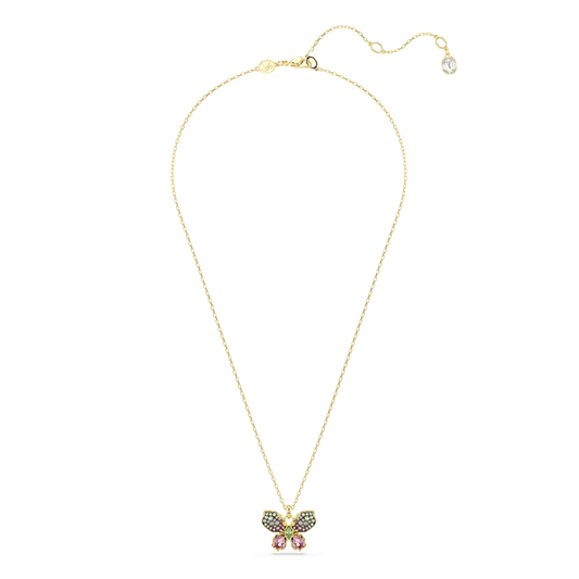 Idyllia pendant, Mixed cuts, Pavé, Butterfly, Multicolored, Gold-tone plated 5709950