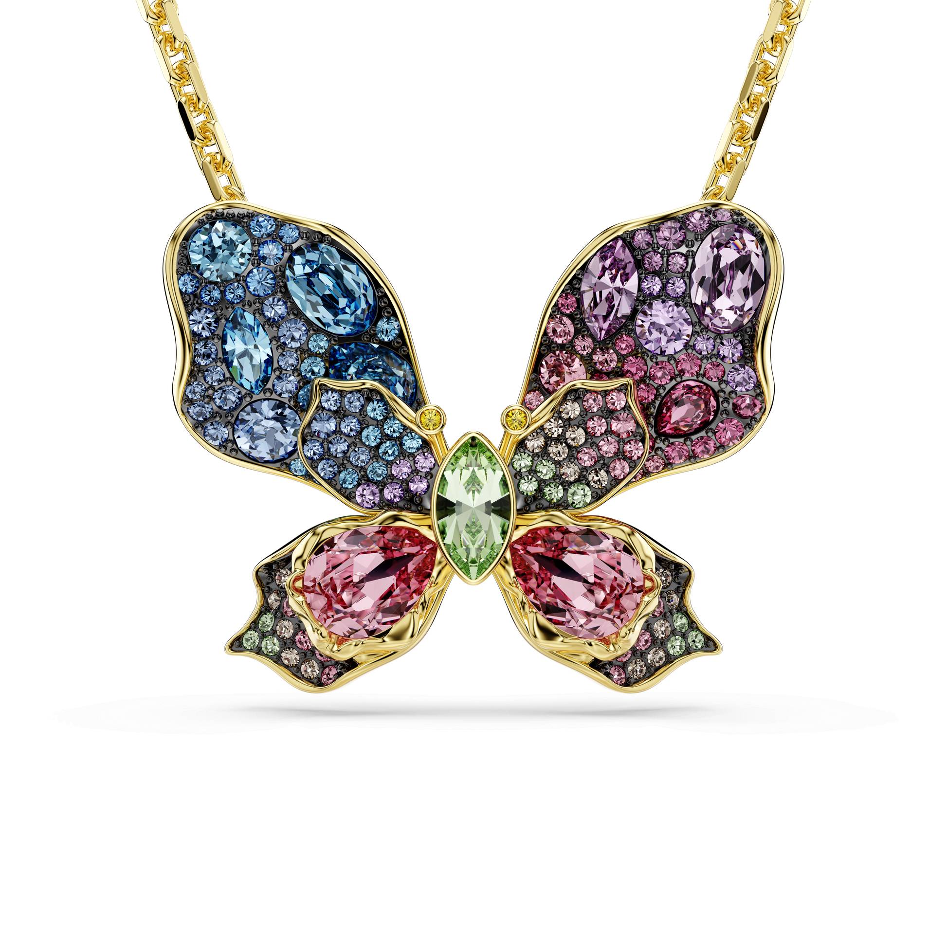 Idyllia pendant and brooch, Mixed cuts, Pavé, Butterfly, Multicolored, Gold-tone plated 5709951