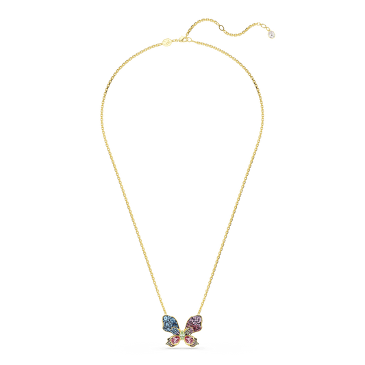 Idyllia pendant and brooch, Mixed cuts, Pavé, Butterfly, Multicolored, Gold-tone plated 5709951