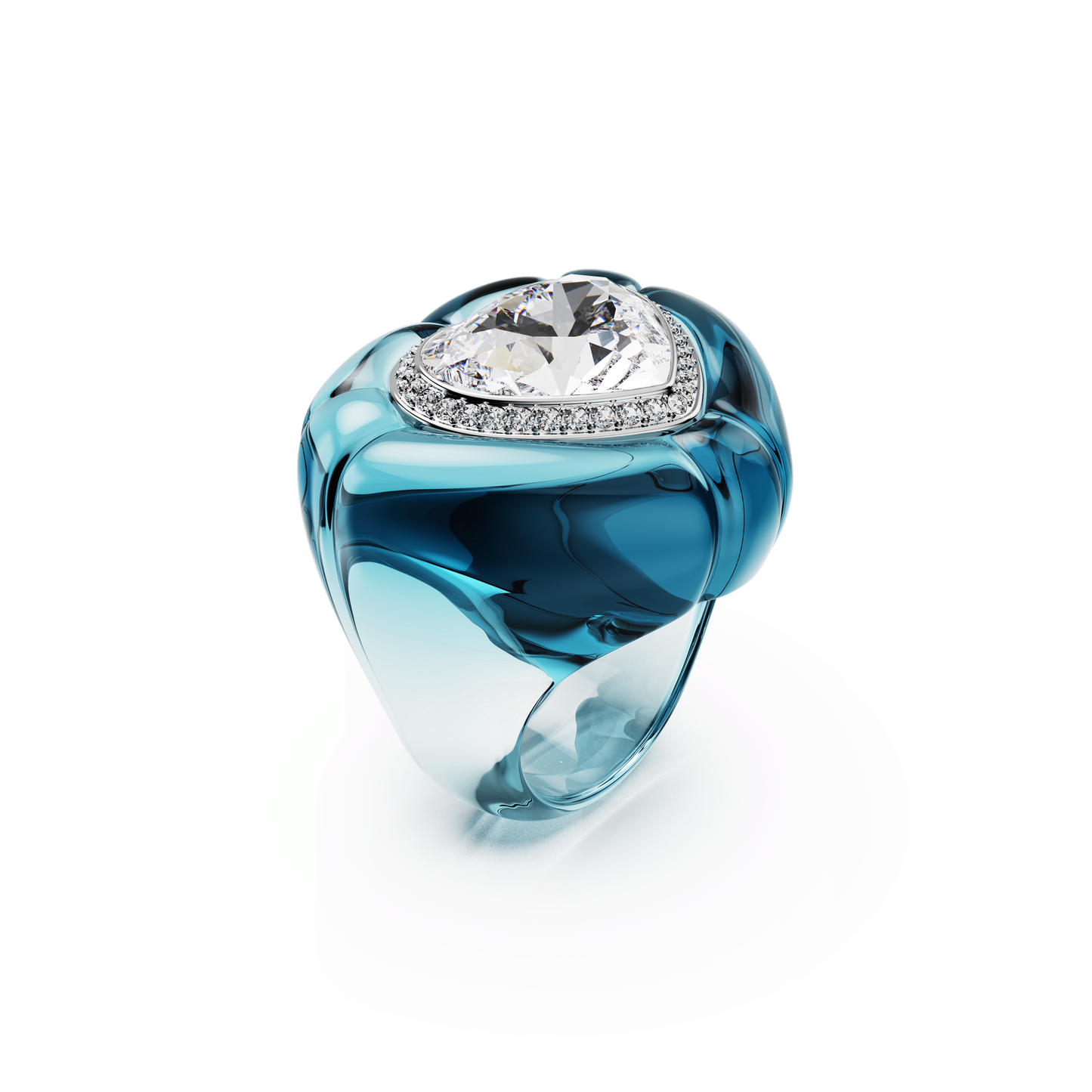 Dulcis cocktail ring, Heart cut, Pavé, Heart, Blue 5709963