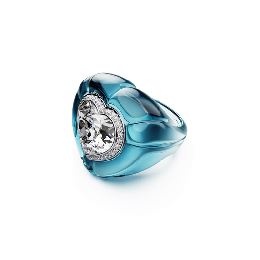 Dulcis cocktail ring, Heart cut, Pavé, Heart, Blue 5709965