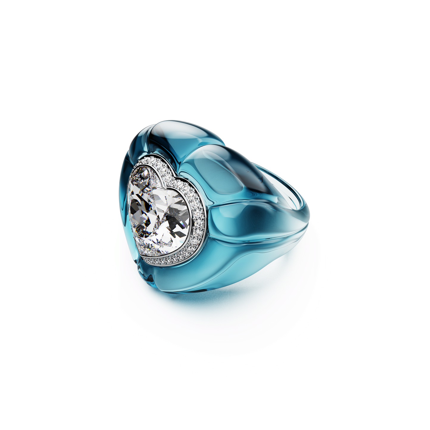 Dulcis cocktail ring, Heart cut, Pavé, Heart, Blue 5709966