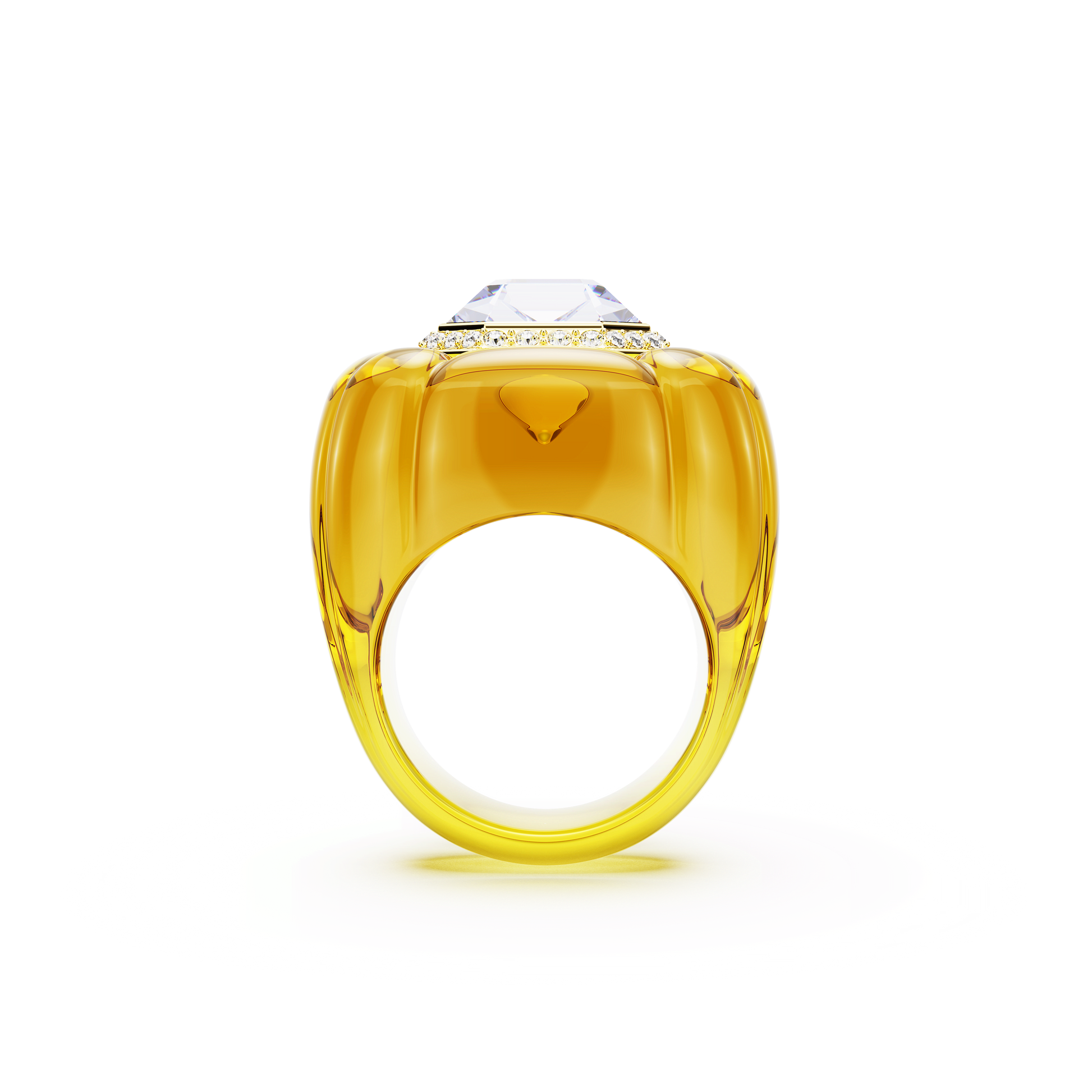 Dulcis cocktail ring, Cushion cut, Pavé, Yellow 5709976