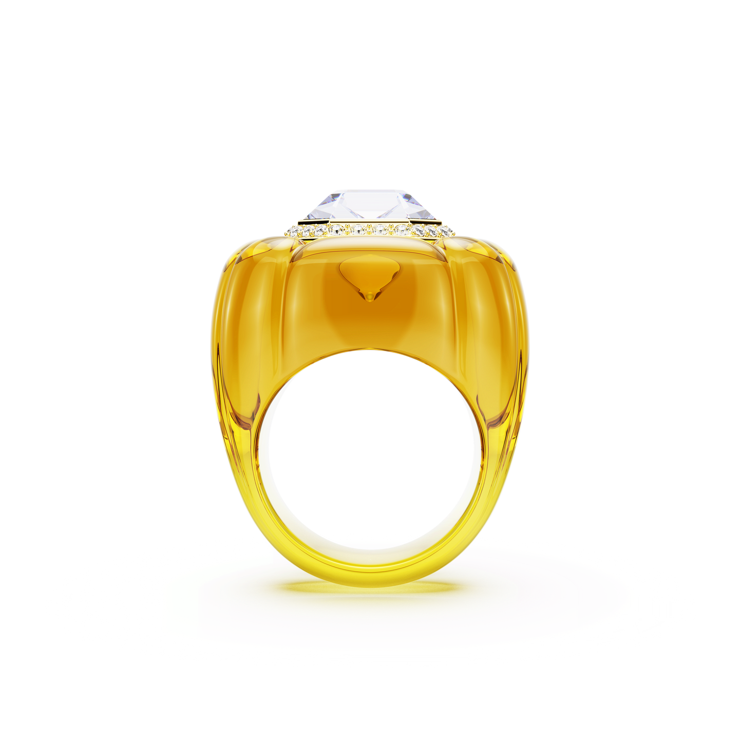 Dulcis cocktail ring, Cushion cut, Pavé, Yellow 5709977