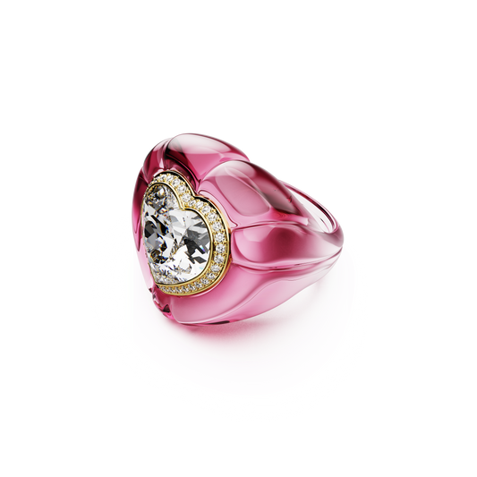 Dulcis cocktail ring, Heart cut, Pavé, Heart, Pink 5709994